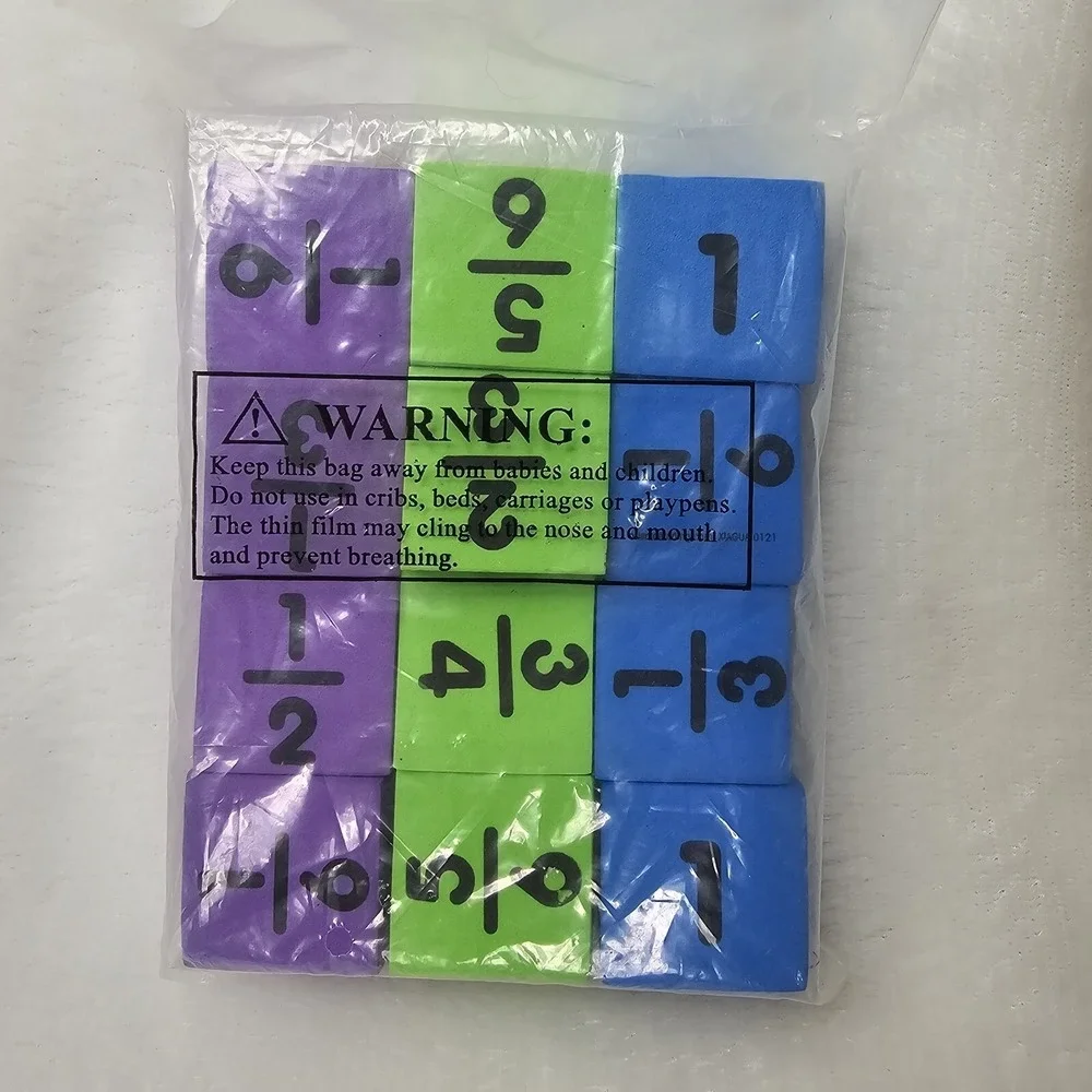 12pc Foam Fraction Cubes Educational Math Manipulatives Purple Green Blue Blocks